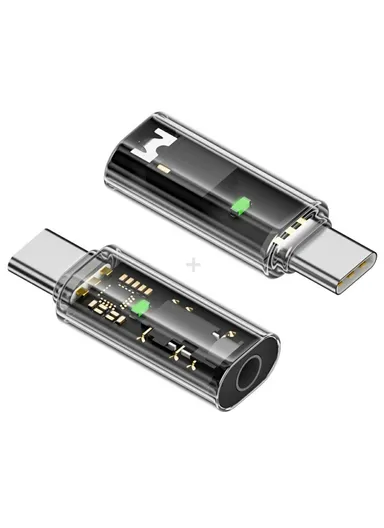 2Pcs USB-C to 3.5mm Audio AUX AB136D Chip Transparent Adapter for Laptop Tablet Phone UC-075-TR 