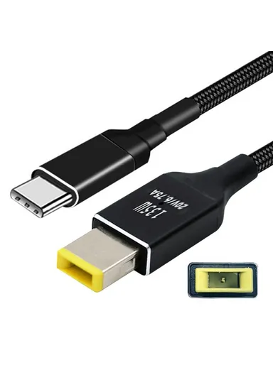 100W USB-C Input to Rectangular Jack Output Power Charge Cable For Lenovo Laptop 1.8m PD UC-110-1145MM 