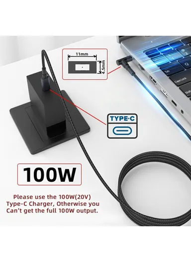 100W USB-C Input to Rectangular Jack Output Power Charge Cable For Lenovo Laptop 1.8m PD UC-110-1145MM 