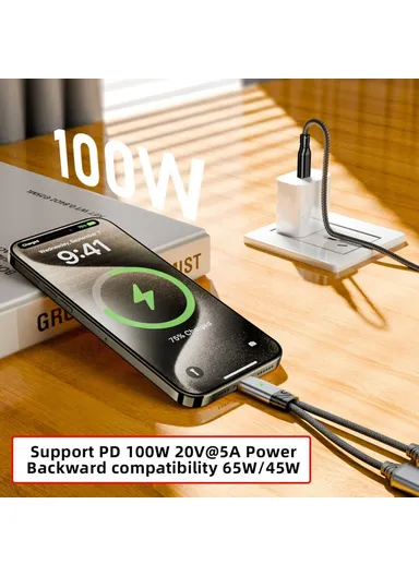 USB-C Male to Dual Female Audio DAC AUX / 100W PD Power Cable for Laptop / Tablet / Phone UC-030-TC001 