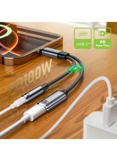 USB-C to 3.5mm Audio Adapter + 100W PD Charging Cable for Laptops / Tablets / Phones UC-030-TC002