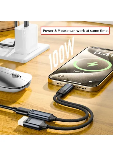 USB-C to PD 100W + USB2.0 OTG Adapter Cable High Speed Data Transfer / Fast Charging UC-030-TC003 