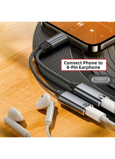 USB-C to 8-Pin Female Adapter Cable with 100W PD and DAC Audio for Laptop, Tablet Phone UC-030-TC004 