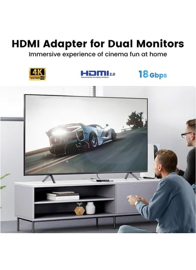 HDMI 2.0 Splitter 1x2 4K 30Hz 1080P 3D HDCP2.2 HDMI Adapter for Dual Monitors F12A - EU Plug