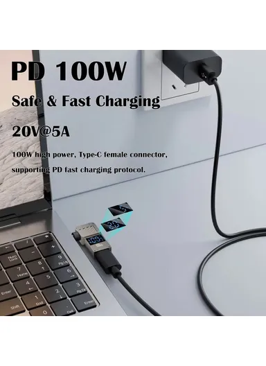  Dell Laptop Charging Adapter Type-C to DC 4.5x3.0mm Digital Display Zinc Alloy Converter PD 100W