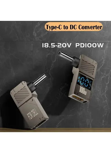 HP Laptop Charging Adapter Type-C to DC 7.4x5.0mm Digital Display Zinc Alloy Converter PD 100W