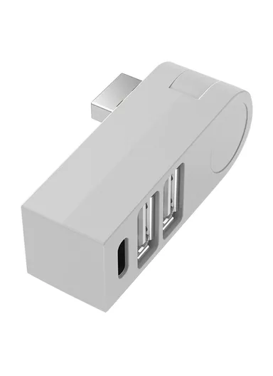 2.0 Mini Portable USB Hub 270-Degree Rotating Type-C + 2 x USB2.0 Expansion Dock YH-036 - White
