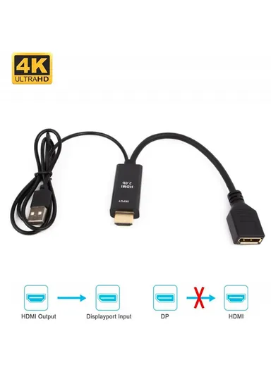 4K 60Hz HDMI to DisplayPort Adapter Cable HDMI 2.0b Male to DP 1.4 Female Converter HD1 