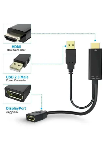 4K 60Hz HDMI to DisplayPort Adapter Cable HDMI 2.0b Male to DP 1.4 Female Converter HD1 