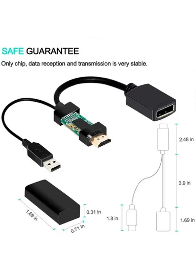 4K 60Hz HDMI to DisplayPort Adapter Cable HDMI 2.0b Male to DP 1.4 Female Converter HD1 