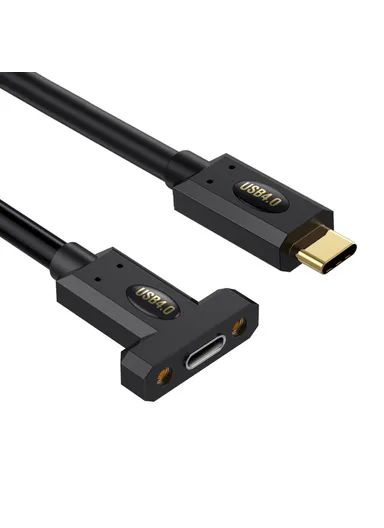 2m USB 4.0 Type-C Male to Female Extension Cable with Panel Mount 240W 8K 40Gbps Data Extender Cord
