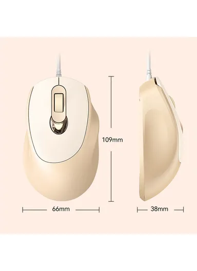 Business Office Wired Mouse 4D Buttons Silent Click Adjustable DPI Ergonomic Design V2  - Pink