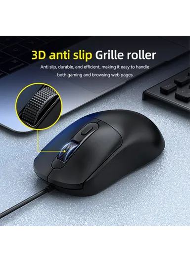 Wired Mouse Ergonomic Design Office Mouse with 3D Anti-Slip Grille Roller 1000-1600 DPI  G580 - White
