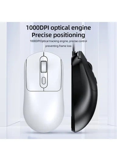 Wired Mouse Ergonomic Design Office Mouse with 3D Anti-Slip Grille Roller 1000-1600 DPI  G580 - White