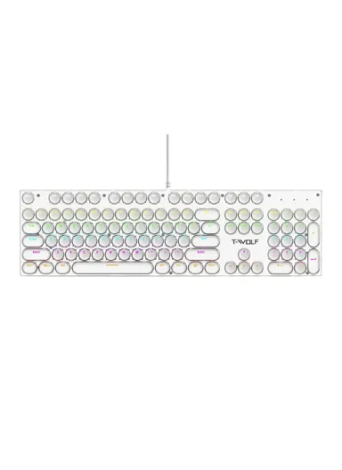Electroplated Punk 104 Keys Mechanical Gaming Keyboard with RGB Backlit USB Wired Keyboard T75 - White