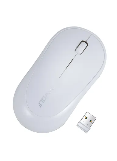 Wireless Mouse Ergonomic Design 2.4G Connectivity Auto Sleep for Office / Home Use - White