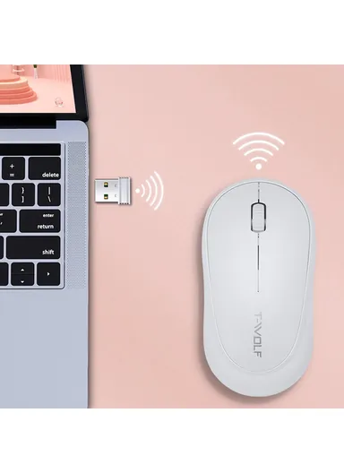 Wireless Mouse Ergonomic Design 2.4G Connectivity Auto Sleep for Office / Home Use - Pink