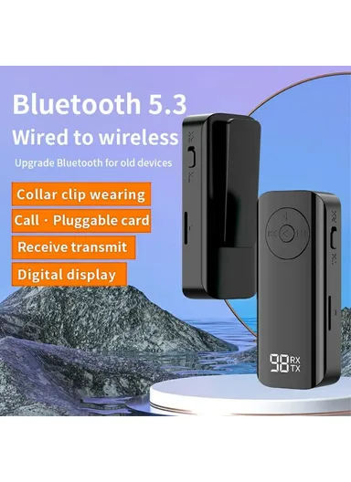 Bluetooth-compatible 5.3 Audio Transmitter Lavalier Receiver for Car AUX Headphone Adapter M06 