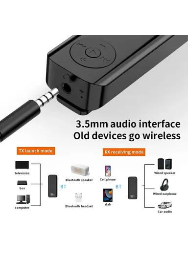 Bluetooth-compatible 5.3 Audio Transmitter Lavalier Receiver for Car AUX Headphone Adapter M06 