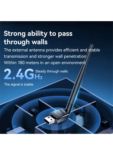 150Mbps High Speed WiFi4 Wireless Dongle USB Adapter with External Antenna WP11
