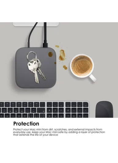 For Mac Mini M4 / M4 Pro Computer Dust Cover Anti Drop Silicone Protective Case - Transparent Black GS112601