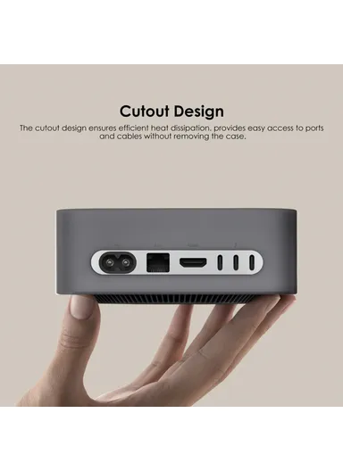 For Mac Mini M4 / M4 Pro Computer Dust Cover Anti Drop Silicone Protective Case - Transparent Black GS112601