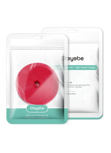 3 Meters Magic Tape Sticky Hook &amp; Loop Fastener Data Cable Organizer - Red