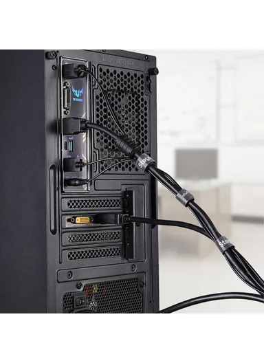 3 Meters Magic Tape Sticky Hook &amp; Loop Fastener Data Cable Organizer - Grey