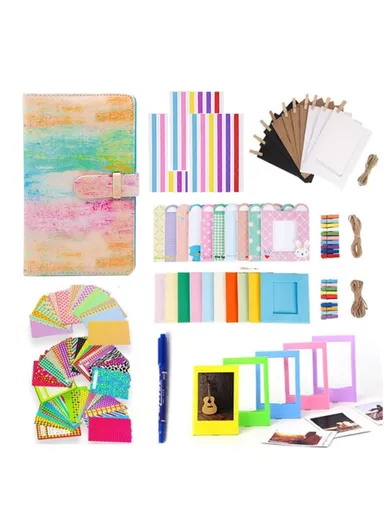 Colorful Bundle Kit Accessories Includes Photo Album, Hang Frames &amp; Border Stickers For FujiFilm Instax Mini - Oil Paint