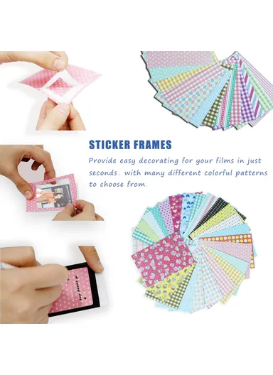 Colorful Bundle Kit Accessories Includes Photo Album, Hang Frames &amp; Border Stickers For FujiFilm Instax Mini - Magic Silver