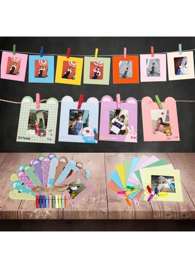 Colorful Bundle Kit Accessories Includes Photo Album, Hang Frames &amp; Border Stickers For FujiFilm Instax Mini - Pink Bird