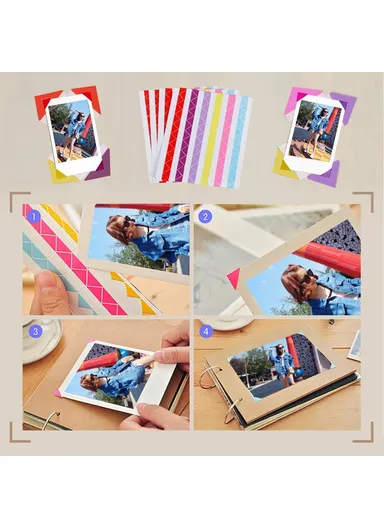 Colorful Bundle Kit Accessories Includes Photo Album, Hang Frames &amp; Border Stickers For FujiFilm Instax Mini - Pink Bird