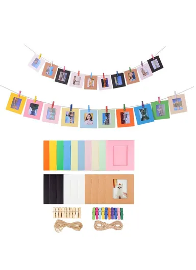 Colorful Bundle Kit Accessories Includes Photo Album, Hang Frames &amp; Border Stickers For FujiFilm Instax Mini - Pink Bird