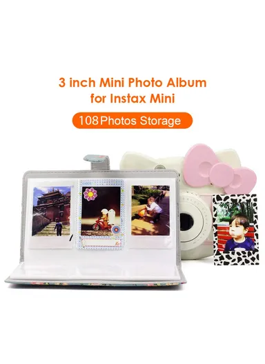 3-inch Mini Photo Album for Gopro Hero 12 &amp; Fujifilm Instax Mini, PU Leather 108 Pockets Album - Paint Rainbow