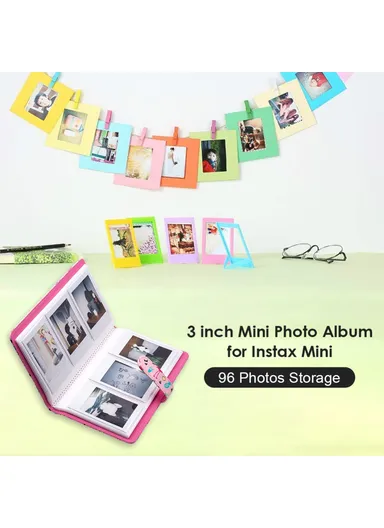 3-inch Mini Photo Album for Gopro Hero 12 &amp; Fujifilm Instax Mini, PU Leather 108 Pockets Album - Paint Rainbow