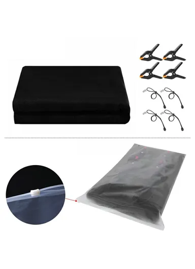 2 x 3m Photography Backdrop Photo Studio Backdrop 120g Polyester Shoot Background with Clamps - Black