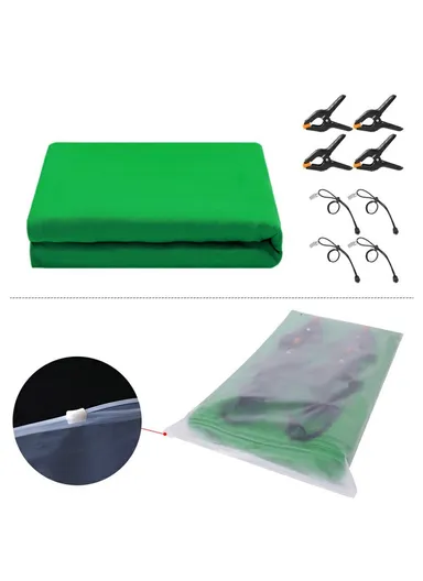 3 x 3.6m Photography Backdrop Photo Studio Backdrop 120g Polyester Shoot Background with Clamps - Green
