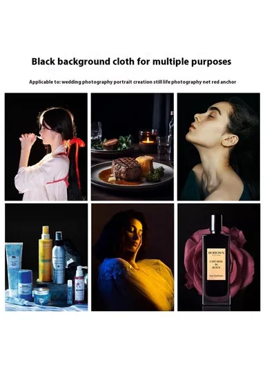 Photography Backdrop 3 x 4m Polyester Studio Background Screen for Live Streaming  /  Photo Shooting - Black
