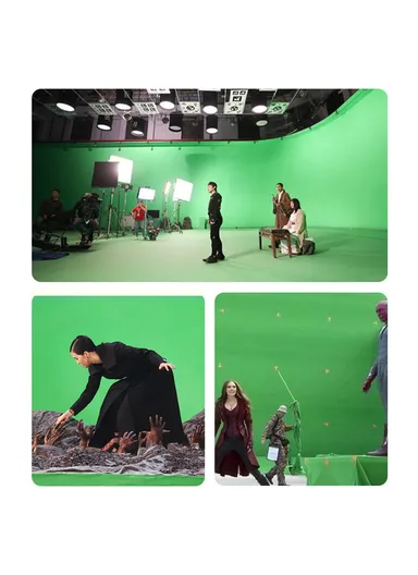 2 x 1.5m Green Photography Backdrop Set with 4 Clips Polyester Background Screen for Studio / Live Streaming