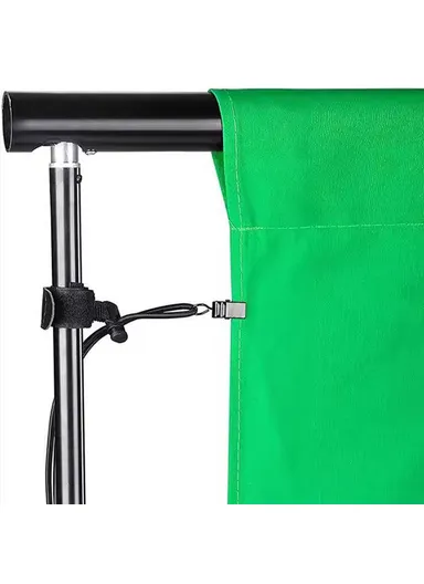 2 x 1.5m Green Photography Backdrop Set with 4 Clips Polyester Background Screen for Studio / Live Streaming
