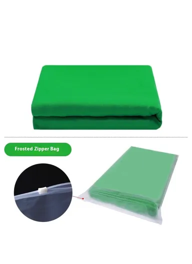 2 x 1.5m Green Photography Backdrop Set with 4 Clips Polyester Background Screen for Studio / Live Streaming