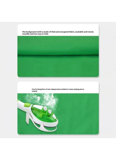 2 x 1.5m Green Photography Backdrop Set with 4 Clips Polyester Background Screen for Studio / Live Streaming
