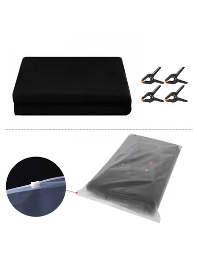 3 x 6m Photography Backdrop Set with 4 Clips Polyester Background Screen for Studio / Live Streaming - Black