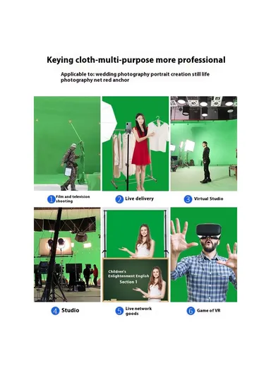 Photography Backdrop 3 x 3 Meter 120g Polyester Cloth Studio Background Screen for Live Streaming  /  Photo Shooting - Green