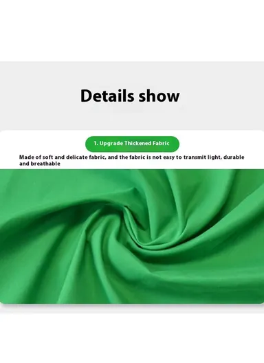 2 x 1.5m / Green Photography Backdrop Set with 4 Clips Polyester Background Screen for Studio / Live Streaming