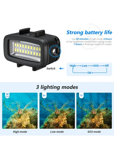 40m Underwater Light For GoPro Camera Waterproof LED Video Diving SL-100
