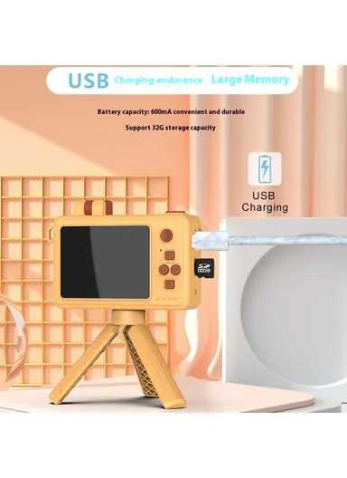 Crocodile Building Block Toy Flip Lens Camera 2.4-inch Screen Kids Camera with Tripod + 32 GB TF Card + Card Reader - Green M1 