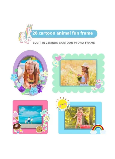 Rabbit Building Block Toy Flip Lens Camera 2.4-inch Screen Kids Camera with Tripod + 32 GB TF Card + Card Reader - Pink M1 