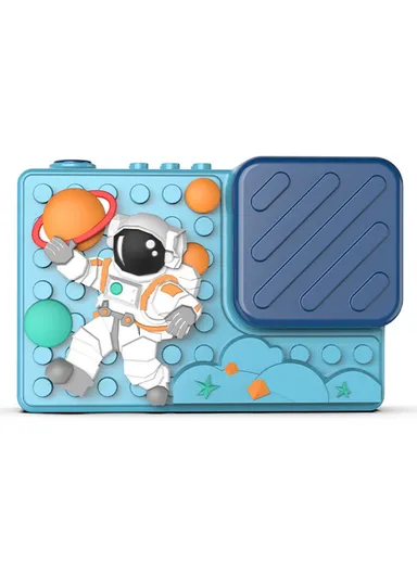 Astronaut Design 2.4-inch IPS Screen Dual Lens Camera Kids Digital Camera Building Block Toy with 32 GB TF Card + Card Reader H6