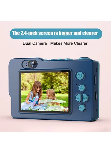 Astronaut Design 2.4-inch IPS Screen Dual Lens Camera Kids Digital Camera Building Block Toy with 32 GB TF Card + Card Reader H6